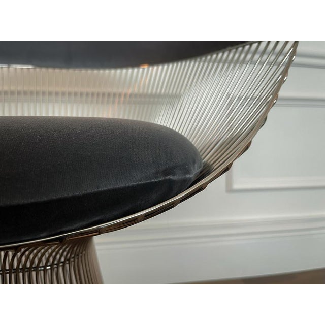 Platner Armchairs in Steel and Velvet by Warren Platner for Knoll, USA, 1960s, Set of 4 For Sale - Image 14 of 18