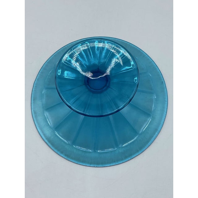1920s Fenton Celeste Blue Stretch Compote For Sale In Boston - Image 6 of 8