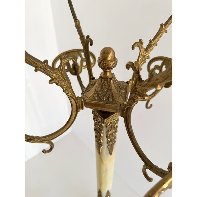 Ornate Italian Brass and Onyx Marble Coat Rack, 1960s For Sale - Image 10 of 18
