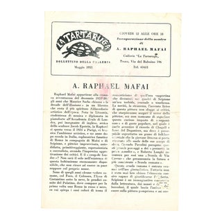 Raphael Mafai, La Tartaruga Gallery Vintage Catalogue, 1955 For Sale