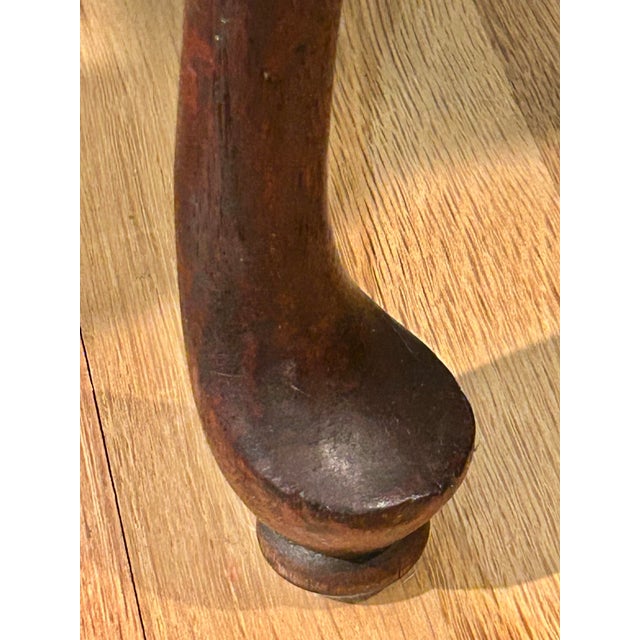Wood 1940’s Queen Anne Mahogany Upholstered Footstool or Bench With Storage Compartment For Sale - Image 7 of 11