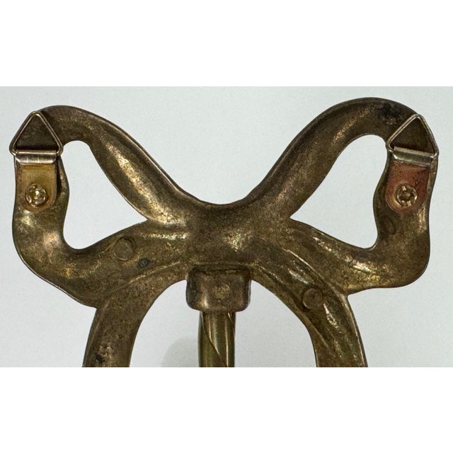 Metal Vintage Brass Bow Wall Hook With Ceramic Knob For Sale - Image 7 of 7