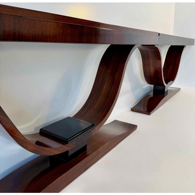 French Art Deco Consoles with Sculptural Curved Bases, 1940s, Set of 2 For Sale - Image 9 of 12