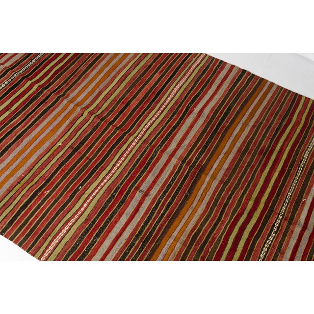 1950s Mid 20th Century Handwoven Striped Tribal Runner For Sale - Image 5 of 10