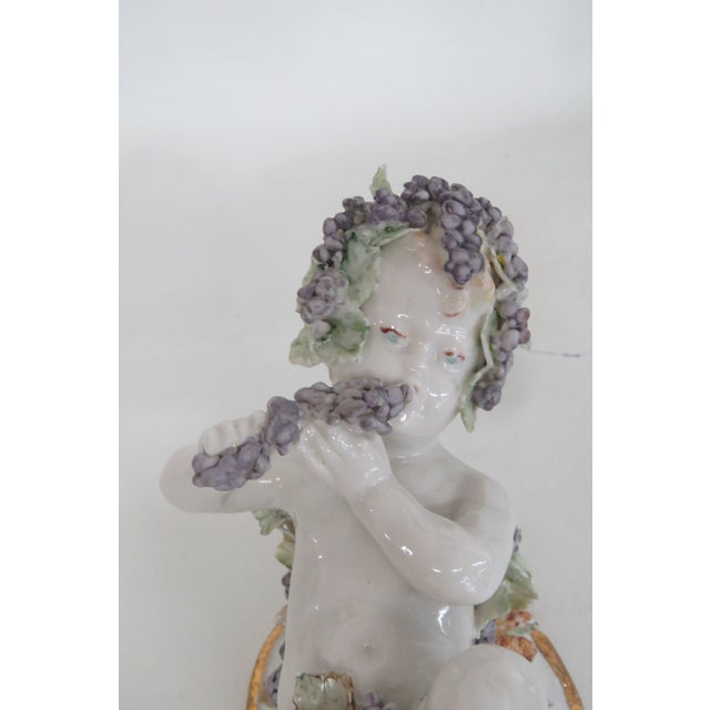 Porcelain English Derby Style Cherub With Grapes Figurine 9777 Signed Rp 4963b For Sale - Image 4 of 18