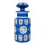 Late 19th-Century Cobalt Blue Opaline Glass Perfume Bottle With Hand-Enameled Florals For Sale