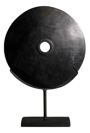 Papuan Black Stone Disc Sculpture