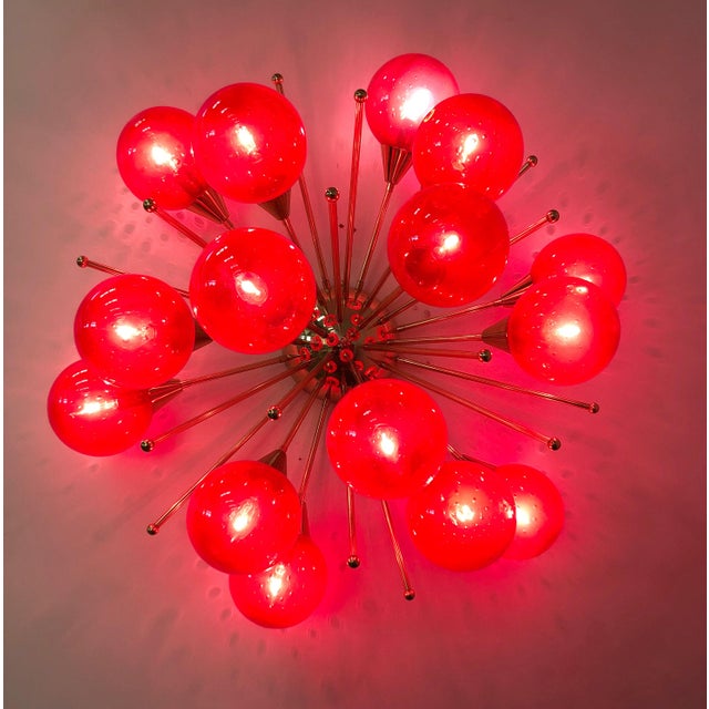Rose 21st Century Mezzo Polished Brass Rose Pink Bubbles Murano Flush Mount by Fabio LTD For Sale - Image 8 of 8