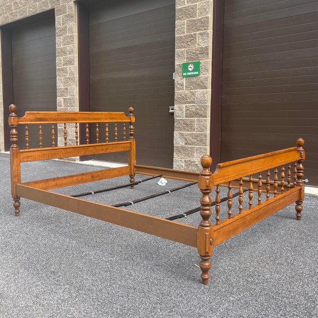 Vintage Ethan Allen Heirloom Collection Traditional Solid Maple Queen Size Spindle Bed Chairish