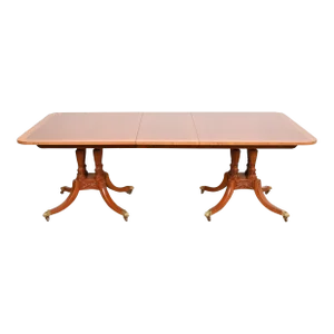 Baker Furniture Historic Charleston Georgian Mahogany Double Pedestal Dining Table, Newly Refinished