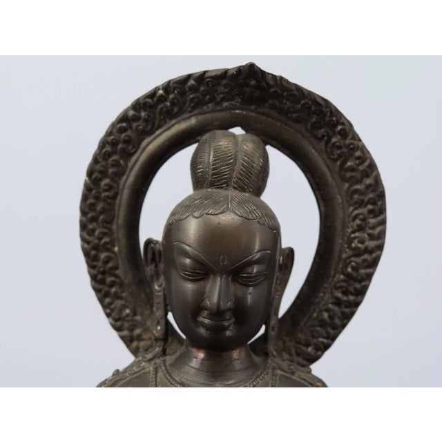 Bronze Temple Statue on a Lotus Pedestal, India For Sale - Image 4 of 10