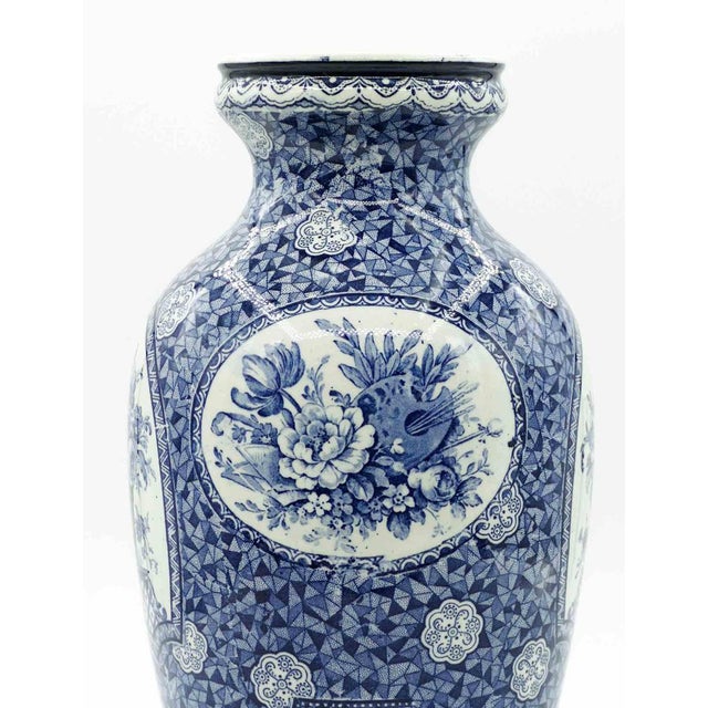 Blue Ceramic Vase by Franz Anton Mehlem, 19th Century For Sale - Image 5 of 8