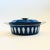 A wonderful Mid Century enamelware casserole pot made in Norway by Cathrineholm. Vibrant blue and white lotus pattern...