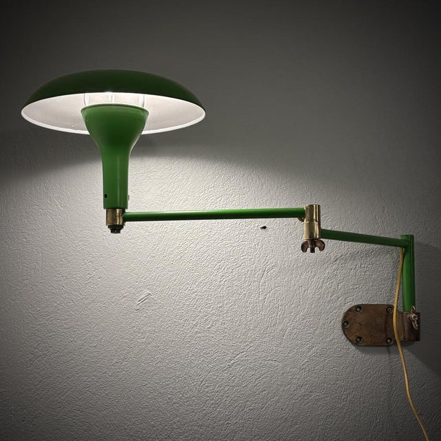 Modernist Adjustable Wall Lamp in Steel and Brass from Upsala Armaturfabrik, Sweden, 1940s For Sale - Image 6 of 15