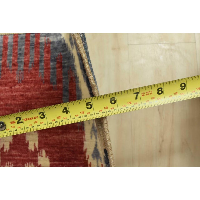 Ikat Rug 10’3” X 13’11” Beige Red Wool Modern Hand-Knotted Oriental Carpet For Sale - Image 13 of 15