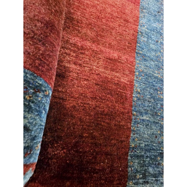 Textile Hand-Knotted Red and Blue Wool Kashkuli Sherkat Rug, 1970s For Sale - Image 7 of 10