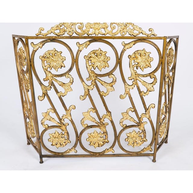 Antique Louis XIV Revival French Brass Fire Screen For Sale - Image 4 of 10