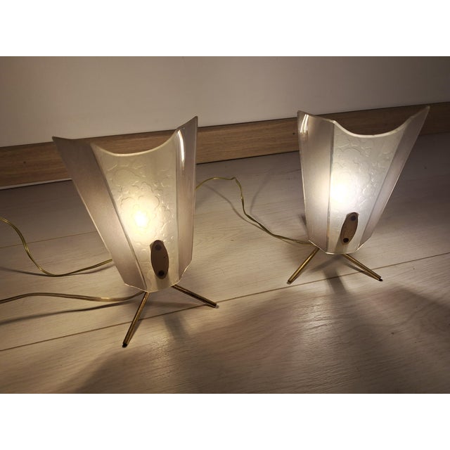 Brass Table Lamps with Etched Glass from Stilnovo, 1950s, Set of 2 For Sale - Image 17 of 18
