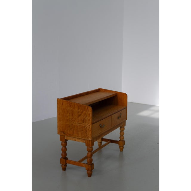 Mid-Century Modern Brutalist Danish Oak Bedside Table, 1970s For Sale - Image 3 of 18