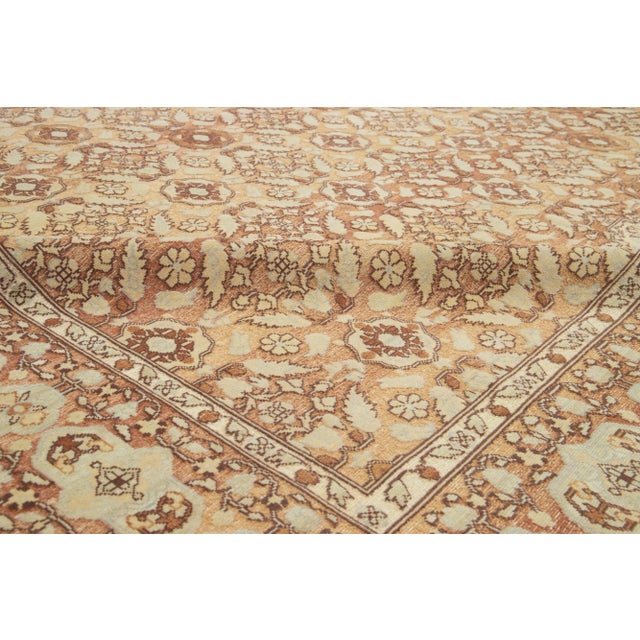 Textile Vinatge Indian Agra Designed Wool Rug Handmade in Light Brown Color For Sale - Image 7 of 10