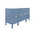 Contemporary Matthew Izzo Home Effie Denim Blue Grasscloth Four Door Buffet With Glass Top and Brass Square Handles For Sale - Image 3 of 8