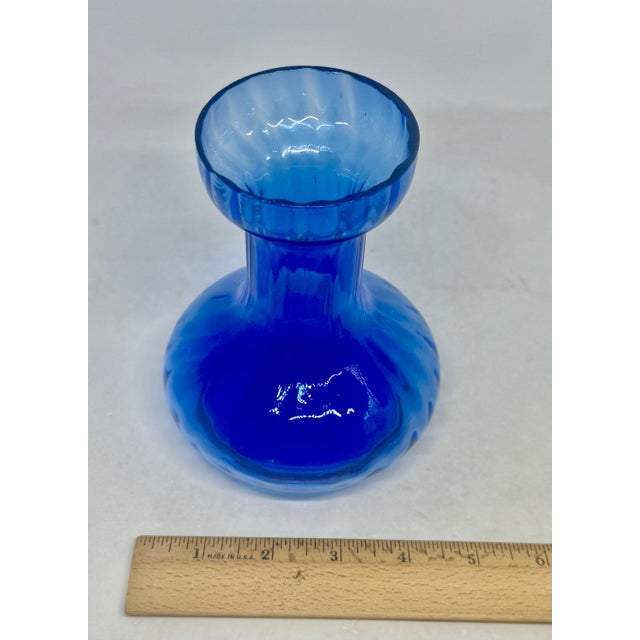 Vintage Cobalt Blue Hour-Glass 5 5/8” Hyacinth Forcing Vase For Sale - Image 11 of 12