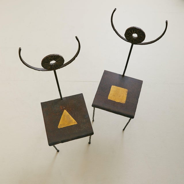 French Brutalist Iron Accent Chair by Jean-Jacques Argueyrolles, 1990s For Sale - Image 4 of 8