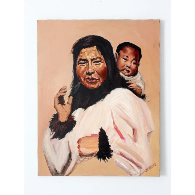 Cabin Vintage Portrait Oil Painting For Sale - Image 3 of 9