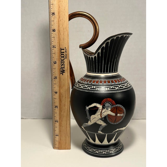 Metal Set of Three Vintage Classic Greek Mythology Copper Painted Water Pitchers For Sale - Image 7 of 9