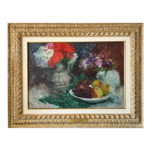 Victor SimoninBelgian Post Impressionist Oil Painting of Flowers Victor Simonin Fauvist Master