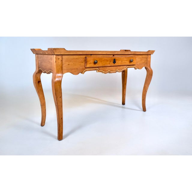 Vintage French Country Pine Writing Desk With Glass Top, 1990s, Usa For Sale - Image 12 of 14