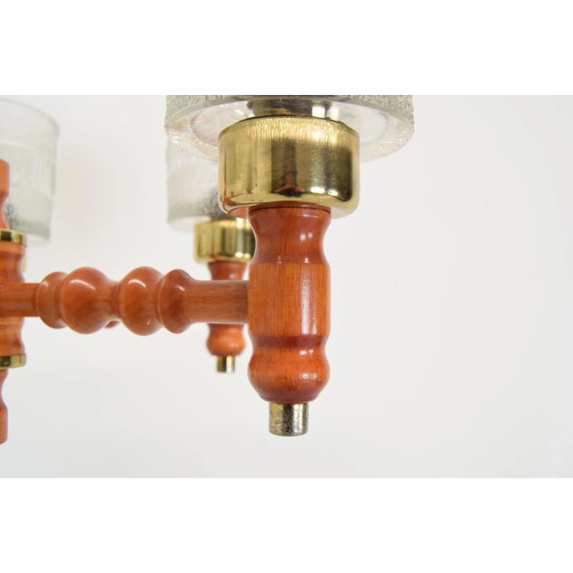 Mid-Century Wood Chandelier attributed to Instala Jilove U Decina, 1960s For Sale - Image 9 of 13