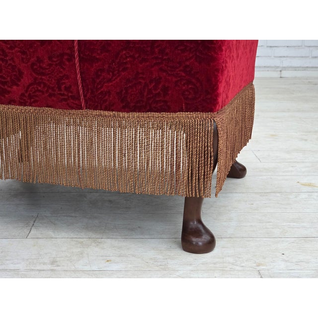 Vintage Danish Oak Armchair with Velour Upholstery, 1950s For Sale - Image 16 of 17