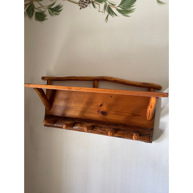Late 20th Century Vintage Camp Rustix Wood Shelf Rustic Coat Rack For Sale - Image 5 of 12