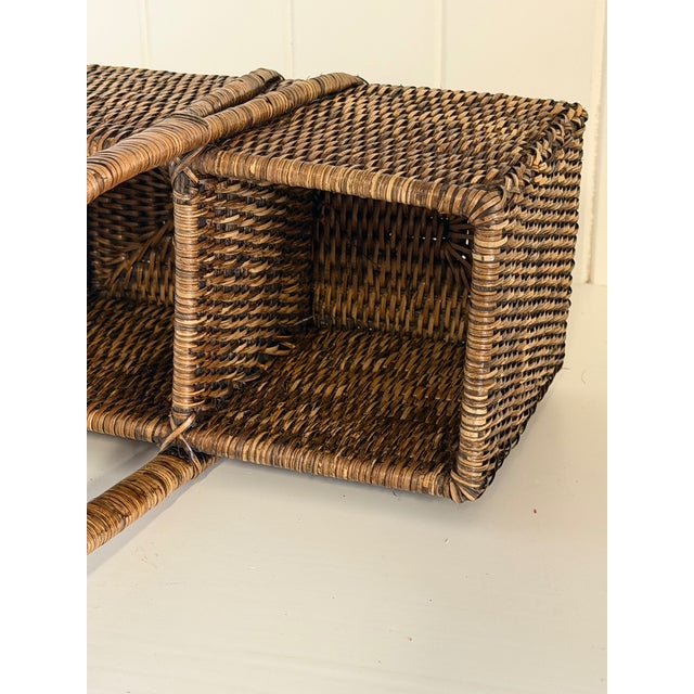 Vintage Rattan Wine Carrying Basket For Sale - Image 11 of 11