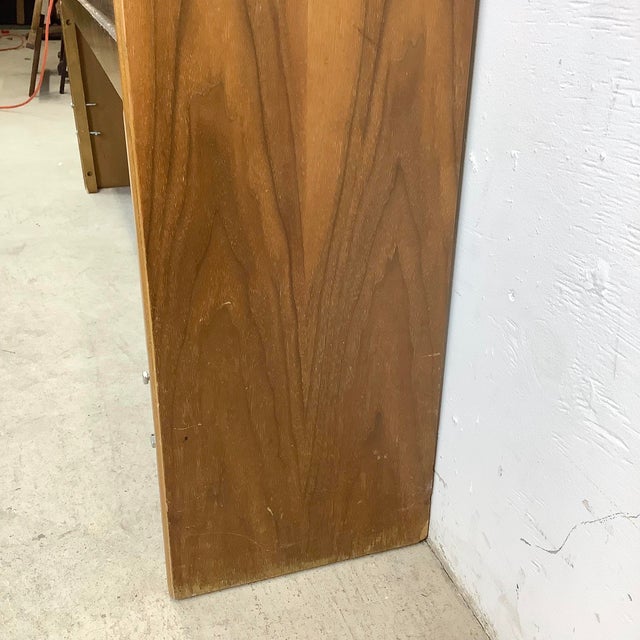 Mid-Century Full-Size Walnut Storage Headboard With Sliding Front For Sale - Image 10 of 12