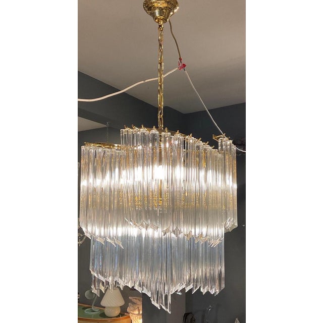 Metal Chandelier in Murano Glass in the style of Venini, 1985 For Sale - Image 7 of 17