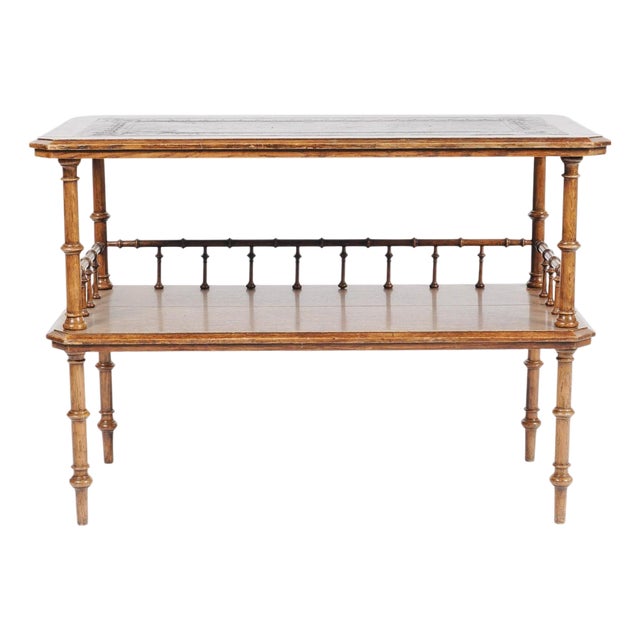 Late 20th Century Judson Rothschild Aesthetic Movement Faux Bamboo Console Table With Leather Inset Top for the Rothschild Collection For Sale