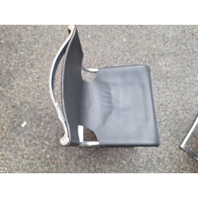 Metal Model 920 Chairs in Chrome and Black Leather by Carlo Bartoli for T70, 1970s, Set of 6 For Sale - Image 7 of 18