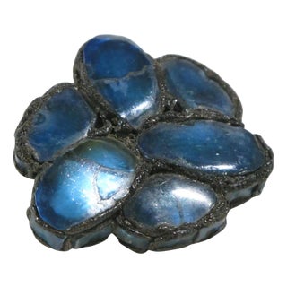 Line Vautrin Blue Mirrors and Black Talosel Brooch For Sale