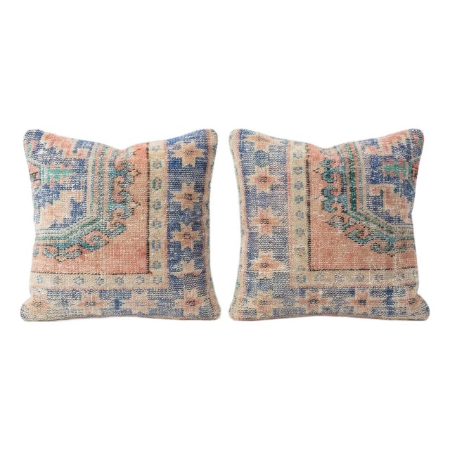 Bohemian Turkish Rug Pillow Cover 24'' X 24'' - Set of Two For Sale