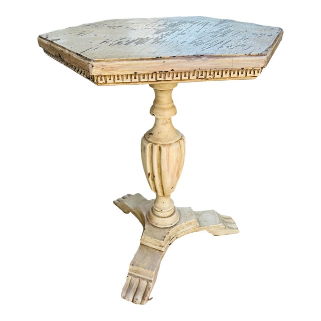 Primitive Rustic Chippy Paint Wooden Side Table For Sale