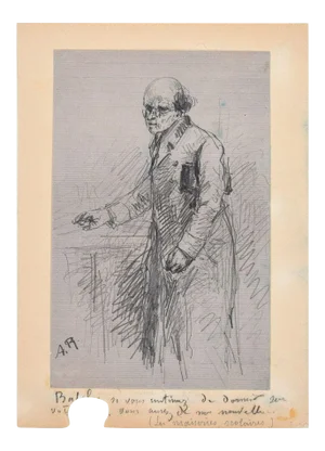 Portrait of Teacher - Original Pencil Drawing by A.C.C. Rodet - Mid 19th Century Mid 19th Century