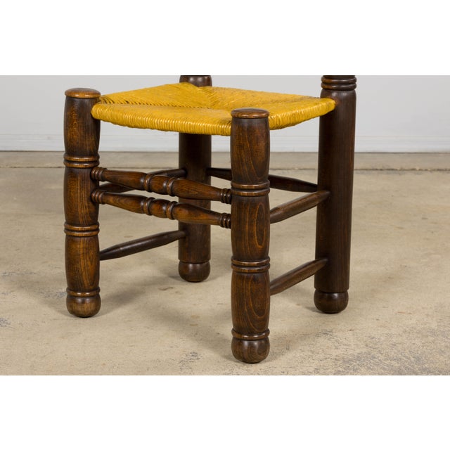 Set of Six French Modernist Dining Chairs, Oak & Rush, 1960 For Sale - Image 12 of 18