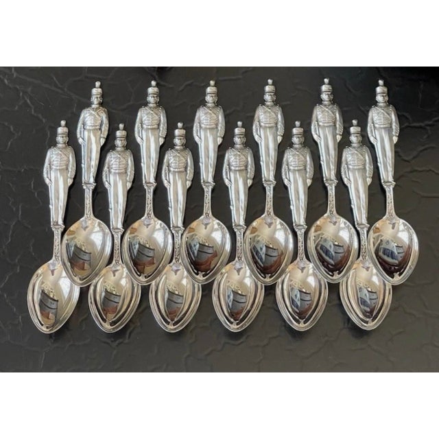 Antique Sterling Silver Figural Tea Spoons, Set of 12, West Point Cadet Soldier Motif, 19th/20th C. For Sale - Image 11 of 18