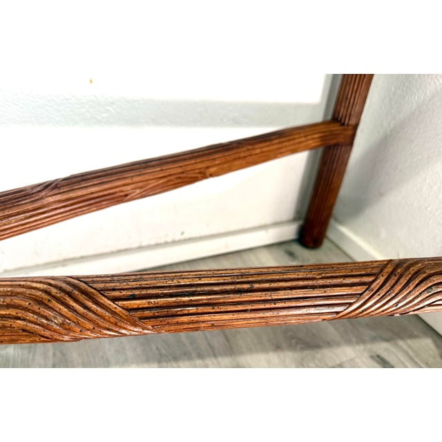 1970s Gabriella Crespi Style Pencil Reed Console Table With New Glass For Sale - Image 11 of 12