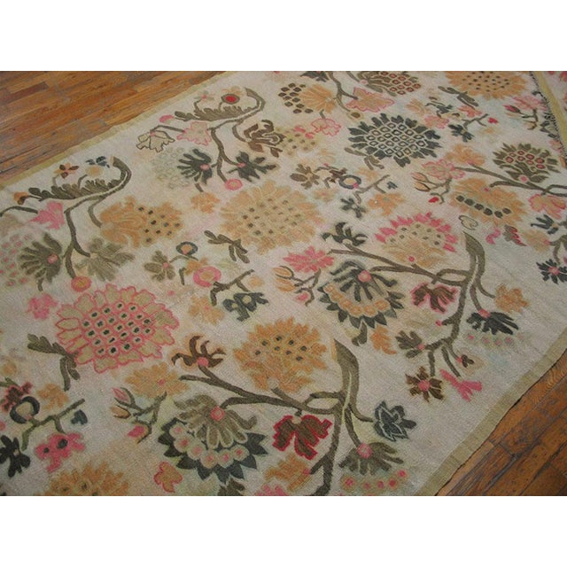 Antique Bessarabian Flatweave Rug With Floral Design in a Special Ivory Background Color For Sale - Image 9 of 12