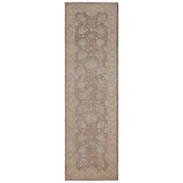 Boho Chic Ziegler 1990's Brown/Ivory Wool Runner Rug- 2'9'' X 9'10'' For Sale - Image 10 of 10