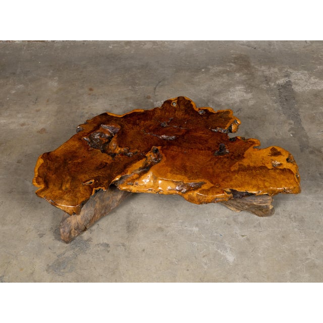 Live Edge Redwood America Coffee Table with Rustic Character, Vintage For Sale - Image 11 of 12