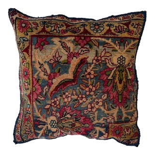 Pillow W/ Antique Persian Rug Fragment , 1'5' X 1'5" For Sale